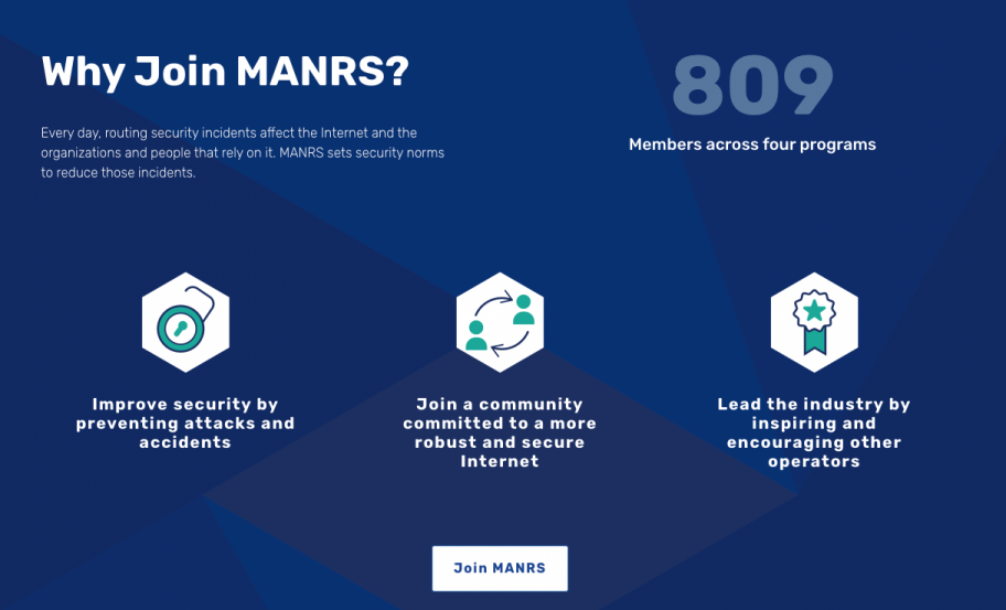 MANRS home page live member count 